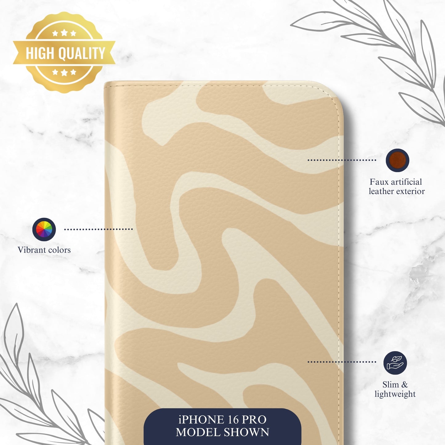 Caramel Twist - iPhone Flip Case Wallet, Leather Folio Case Phone Case-aesthetic phone case-shockproof phone case-cute phone case-designer phone case-elegant phone case-luxury phone case-phone accessories-fashion accessory