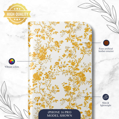 Radiant Toile - iPhone Flip Case Wallet, Leather Folio Case Phone Case-aesthetic phone case-shockproof phone case-cute phone case-designer phone case-elegant phone case-luxury phone case-phone accessories-fashion accessory