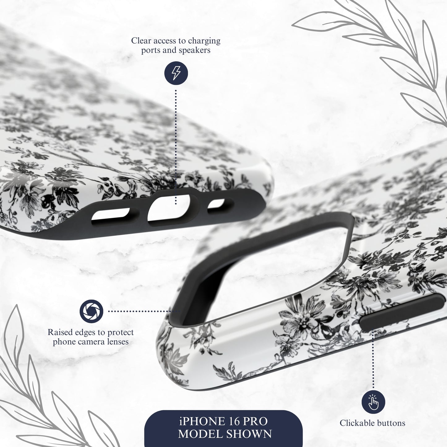 Noir Toile - Magsafe iPhone Case Phone Case-aesthetic phone case-shockproof phone case-cute phone case-designer phone case-elegant phone case-luxury phone case-phone accessories-fashion accessory