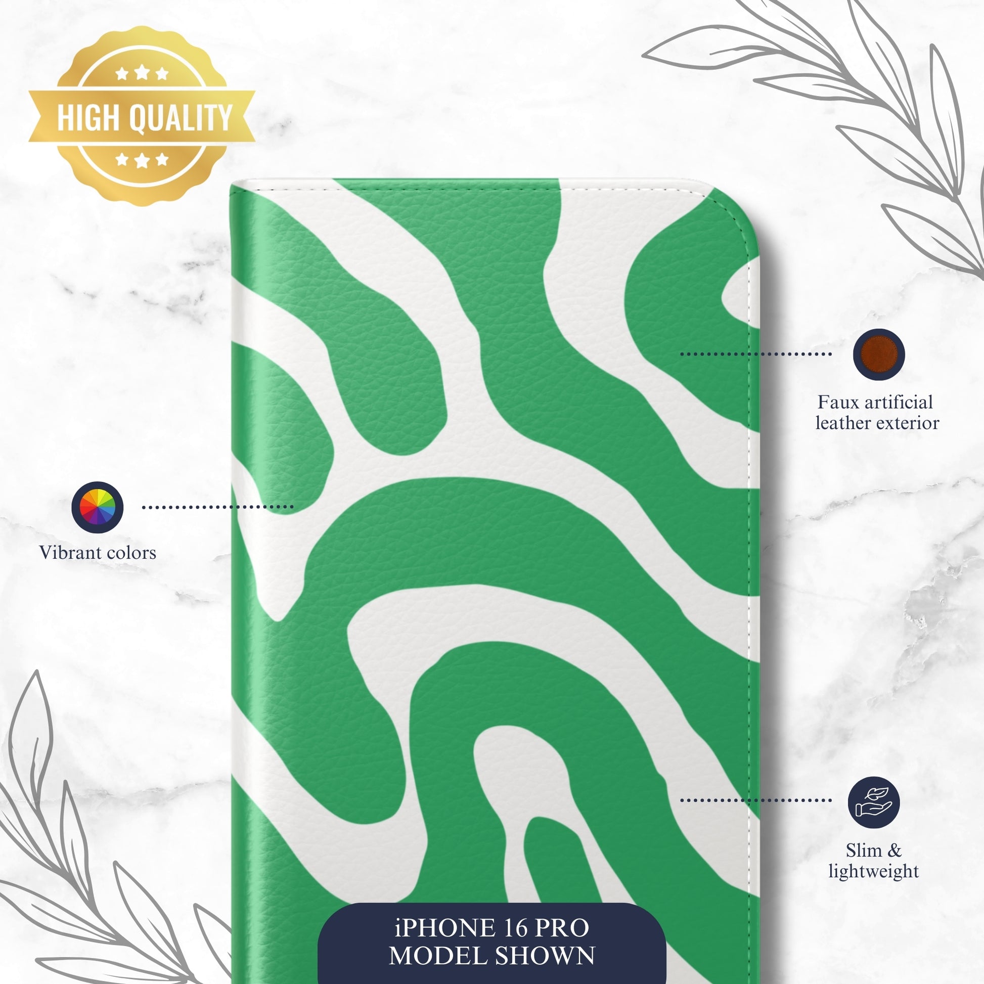 Pistachio - iPhone Flip Case Wallet, Leather Folio Case Phone Case-aesthetic phone case-shockproof phone case-cute phone case-designer phone case-elegant phone case-luxury phone case-phone accessories-fashion accessory
