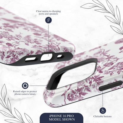 Mauve Toile - Magsafe iPhone Case Phone Case-aesthetic phone case-shockproof phone case-cute phone case-designer phone case-elegant phone case-luxury phone case-phone accessories-fashion accessory