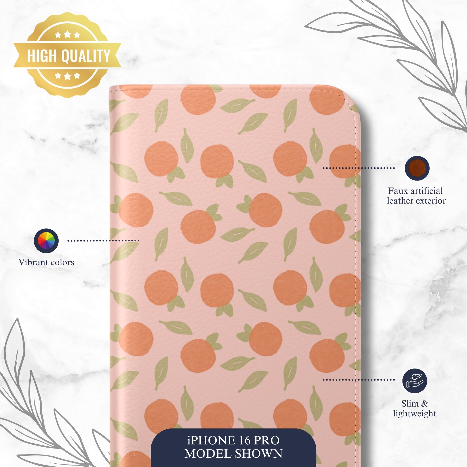Orange Harvest - iPhone Flip Case Wallet, Leather Folio Case Phone Case-aesthetic phone case-shockproof phone case-cute phone case-designer phone case-elegant phone case-luxury phone case-phone accessories-fashion accessory