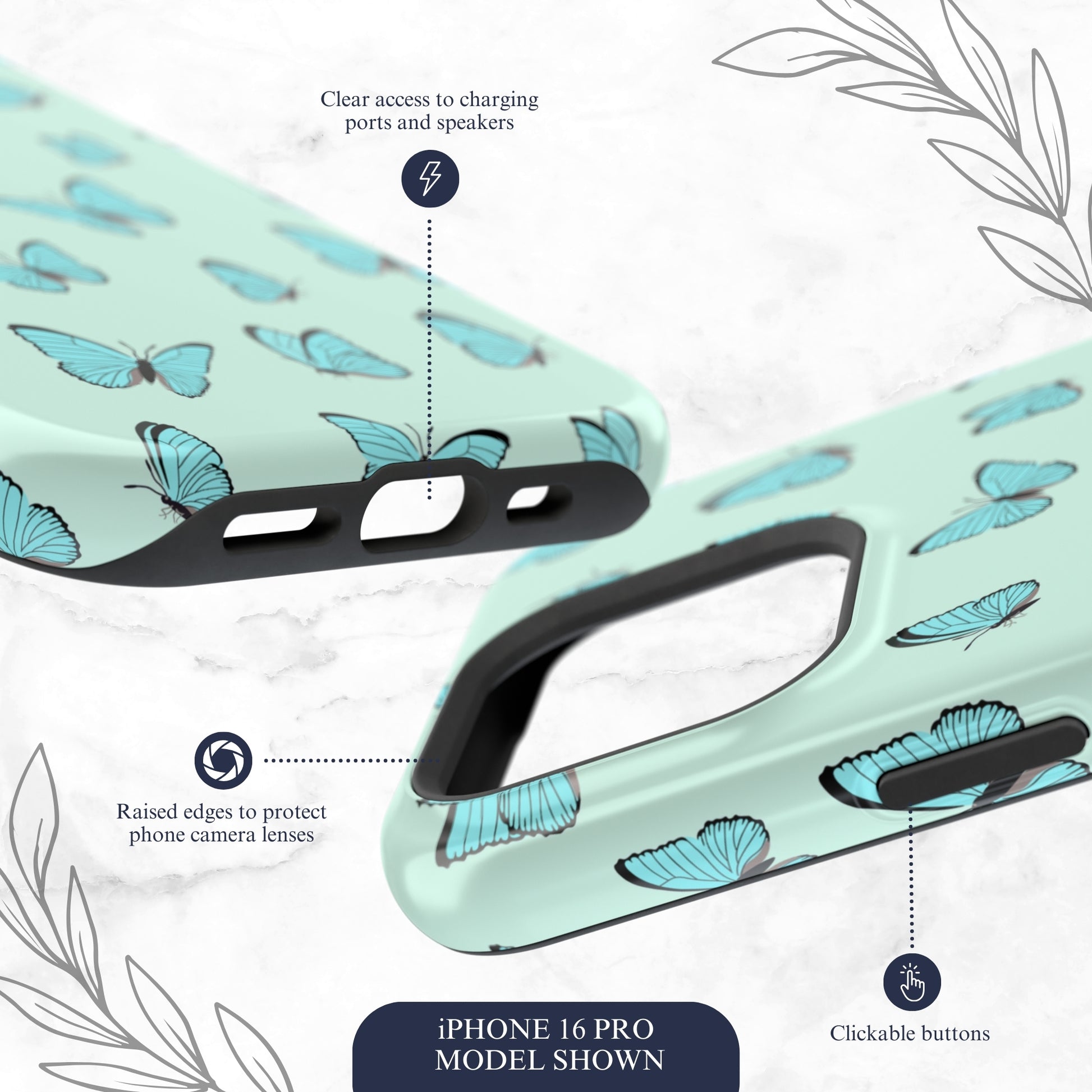 Flutter - Magsafe iPhone Case Phone Case-aesthetic phone case-shockproof phone case-cute phone case-designer phone case-elegant phone case-luxury phone case-phone accessories-fashion accessory