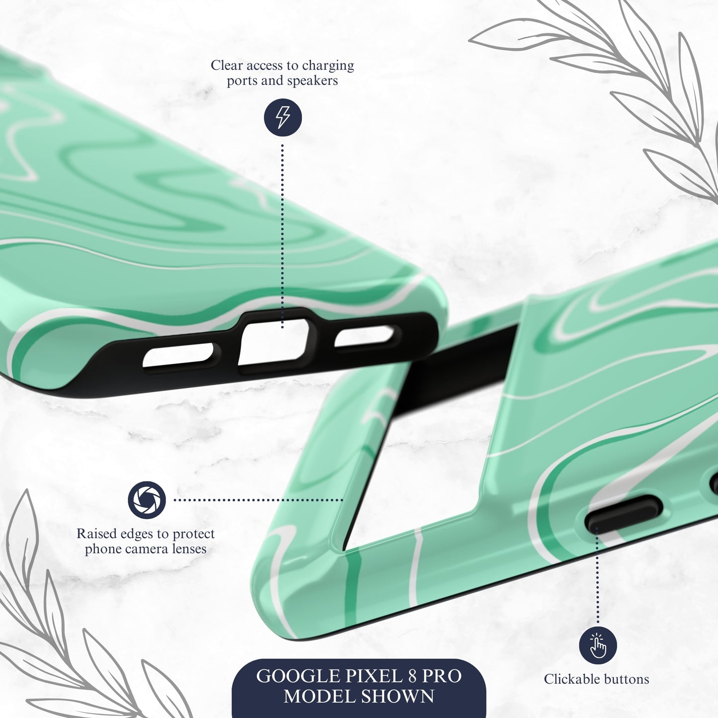 Seafoam Swish - Google Pixel Case Phone Case-aesthetic phone case-shockproof phone case-cute phone case-designer phone case-elegant phone case-luxury phone case-phone accessories-fashion accessory