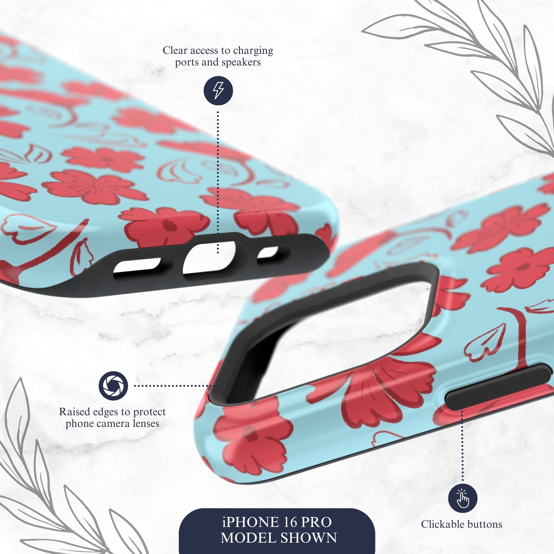 Floral Frenzy - Magsafe iPhone Case Phone Case-aesthetic phone case-shockproof phone case-cute phone case-designer phone case-elegant phone case-luxury phone case-phone accessories-fashion accessory