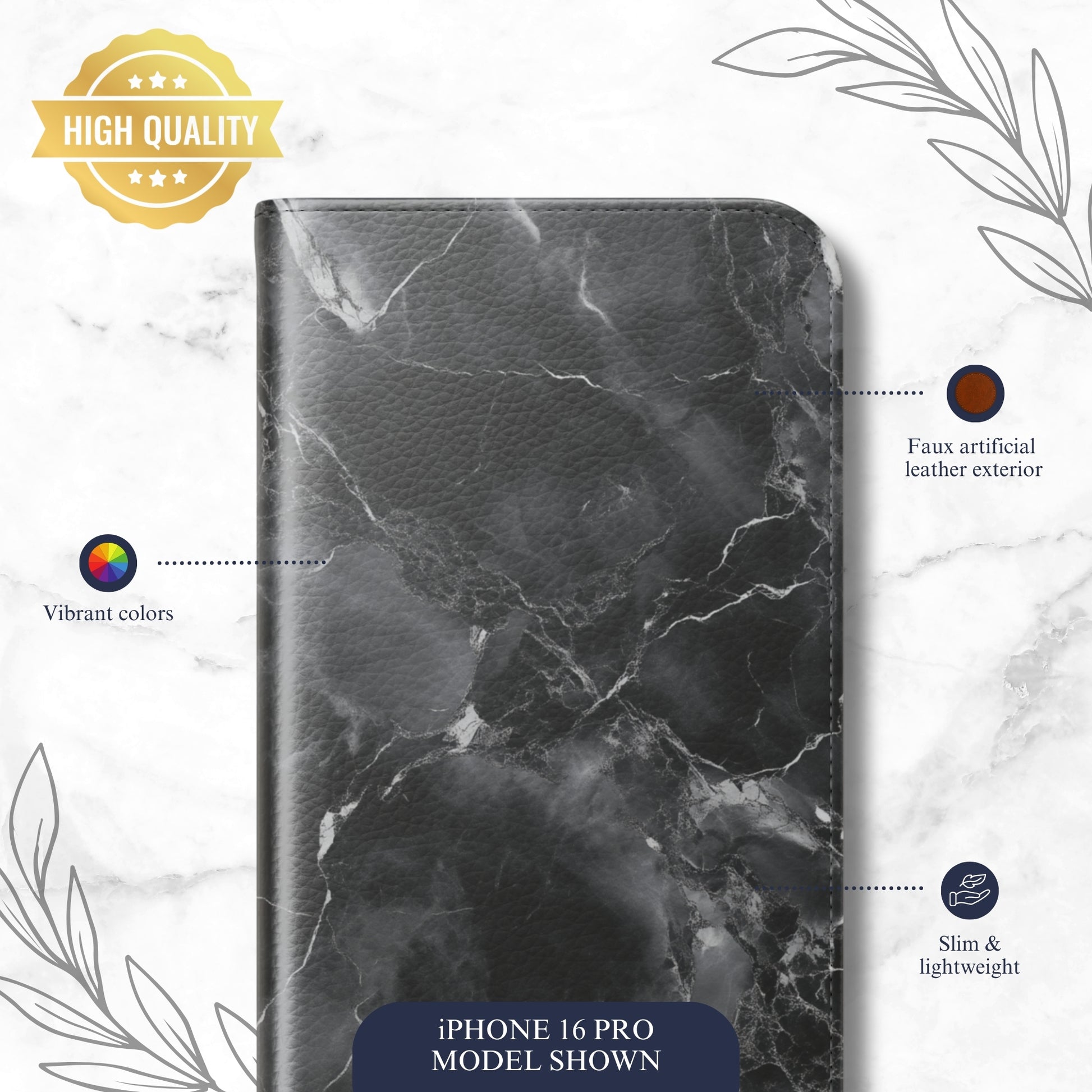 Obsidian - iPhone Flip Case Wallet, Leather Folio Case Phone Case-aesthetic phone case-shockproof phone case-cute phone case-designer phone case-elegant phone case-luxury phone case-phone accessories-fashion accessory