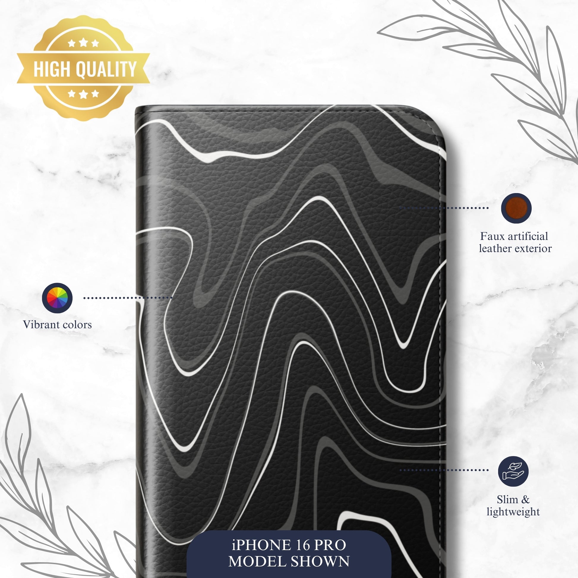 Night Threads - iPhone Flip Case Wallet, Leather Folio Case Phone Case-aesthetic phone case-shockproof phone case-cute phone case-designer phone case-elegant phone case-luxury phone case-phone accessories-fashion accessory