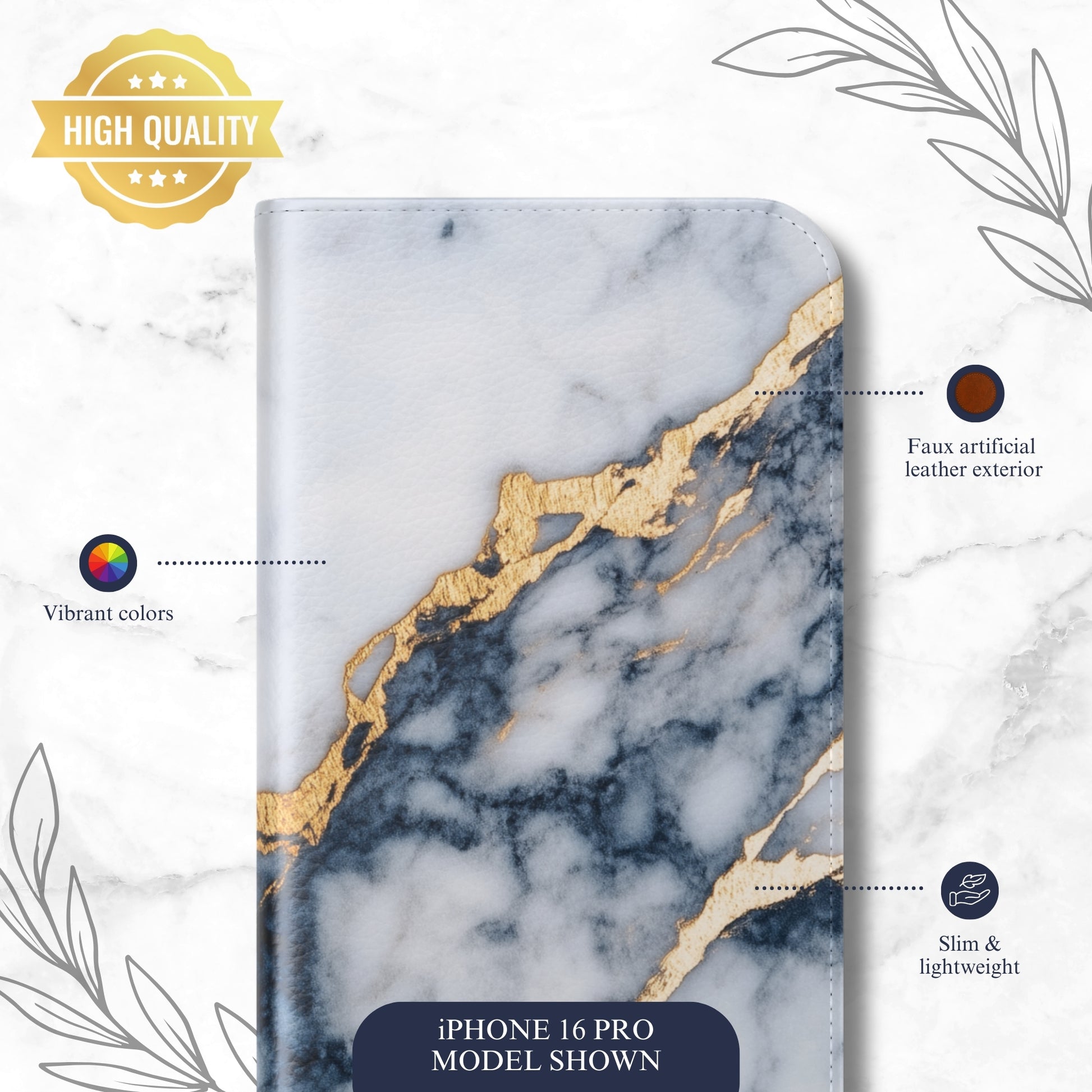 Azure Alloy - iPhone Flip Case Wallet, Leather Folio Case Phone Case-aesthetic phone case-shockproof phone case-cute phone case-designer phone case-elegant phone case-luxury phone case-phone accessories-fashion accessory