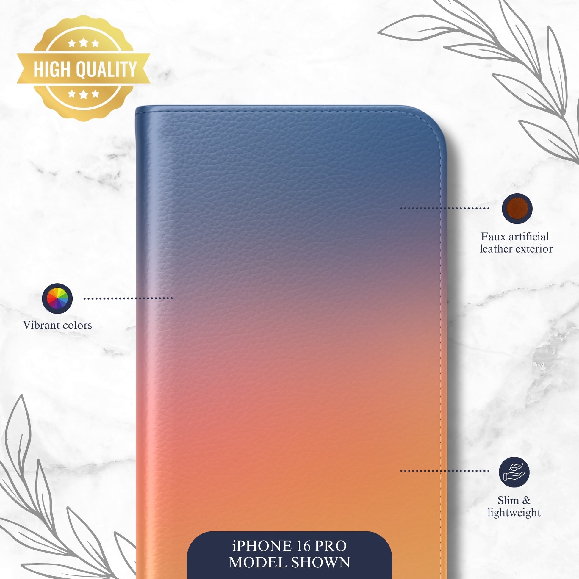 Sunset Aura - iPhone Flip Case Wallet, Leather Folio Case Phone Case-aesthetic phone case-shockproof phone case-cute phone case-designer phone case-elegant phone case-luxury phone case-phone accessories-fashion accessory