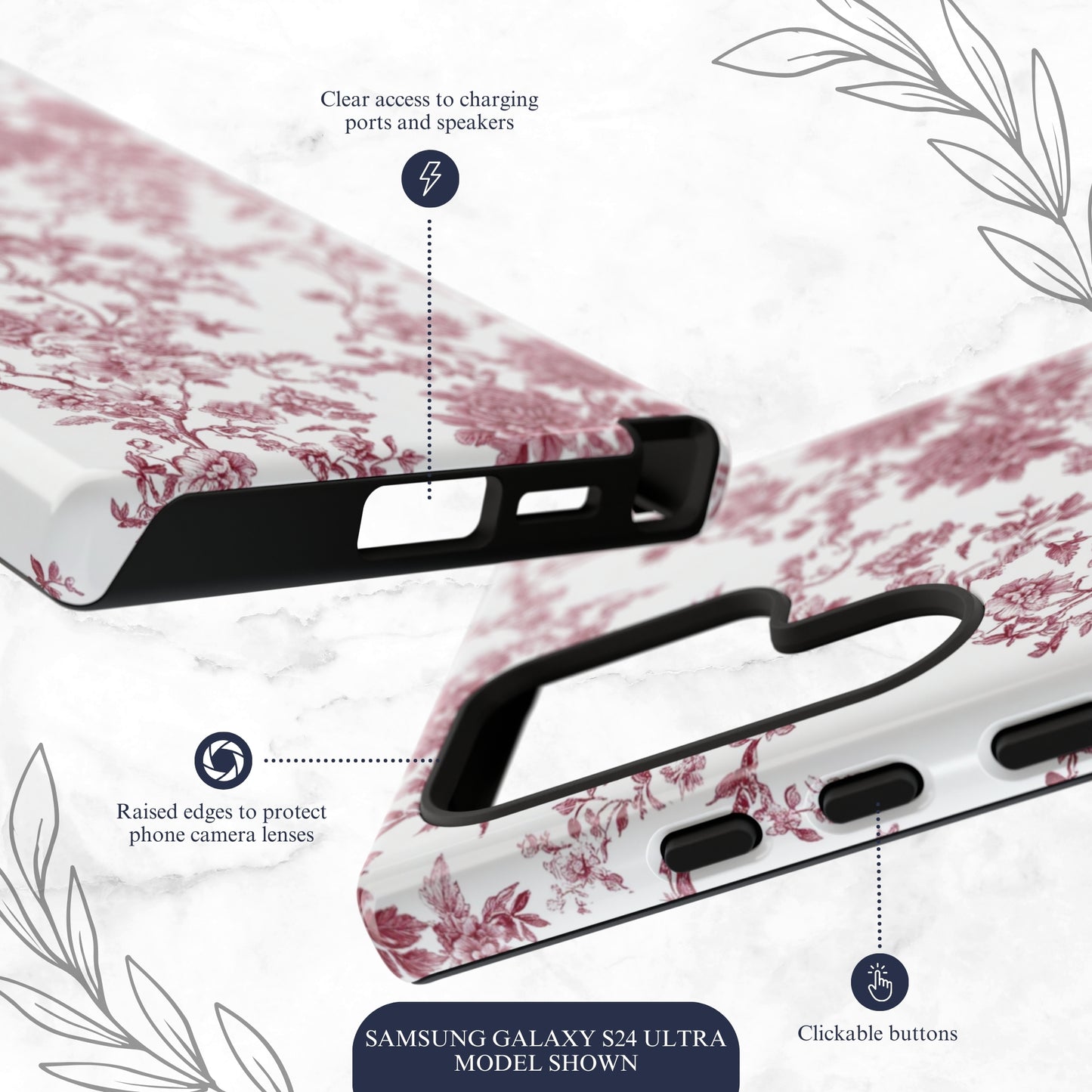 Scarlet Toile - Samsung Galaxy Case Phone Case-aesthetic phone case-shockproof phone case-cute phone case-designer phone case-elegant phone case-luxury phone case-phone accessories-fashion accessory