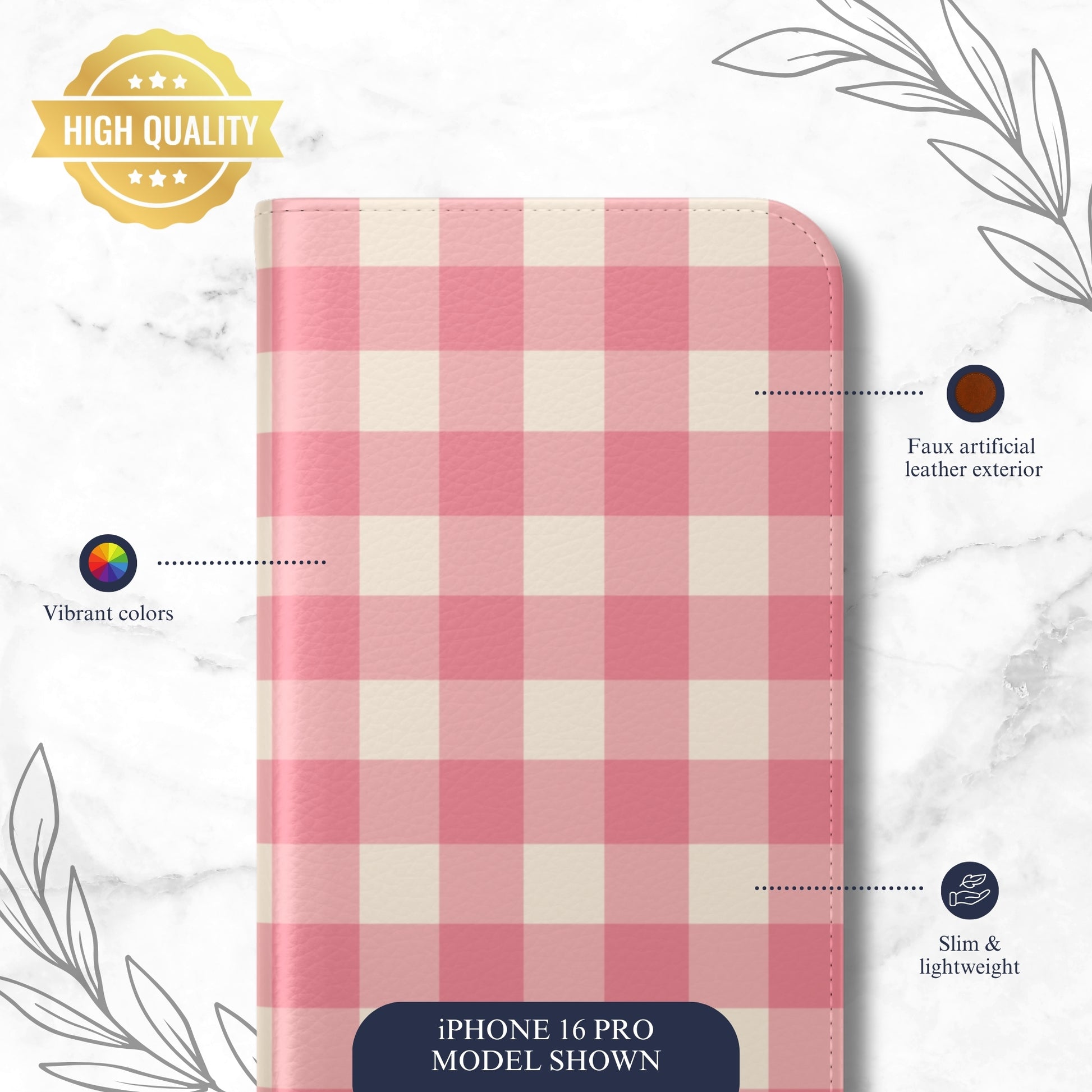 Pretty Pink - iPhone Flip Case Wallet, Leather Folio Case Phone Case-aesthetic phone case-shockproof phone case-cute phone case-designer phone case-elegant phone case-luxury phone case-phone accessories-fashion accessory