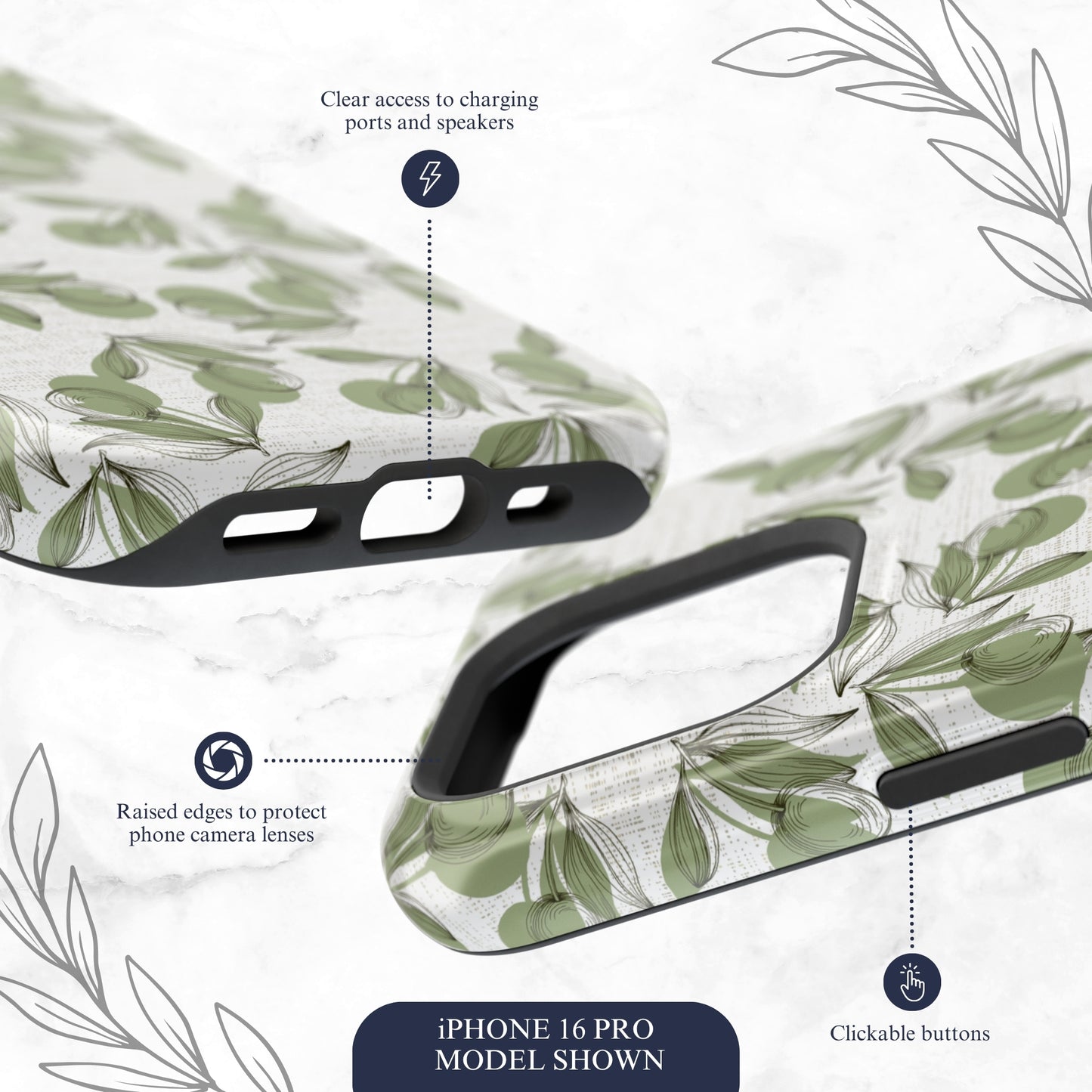 Olive Branch - Magsafe iPhone Case Phone Case-aesthetic phone case-shockproof phone case-cute phone case-designer phone case-elegant phone case-luxury phone case-phone accessories-fashion accessory