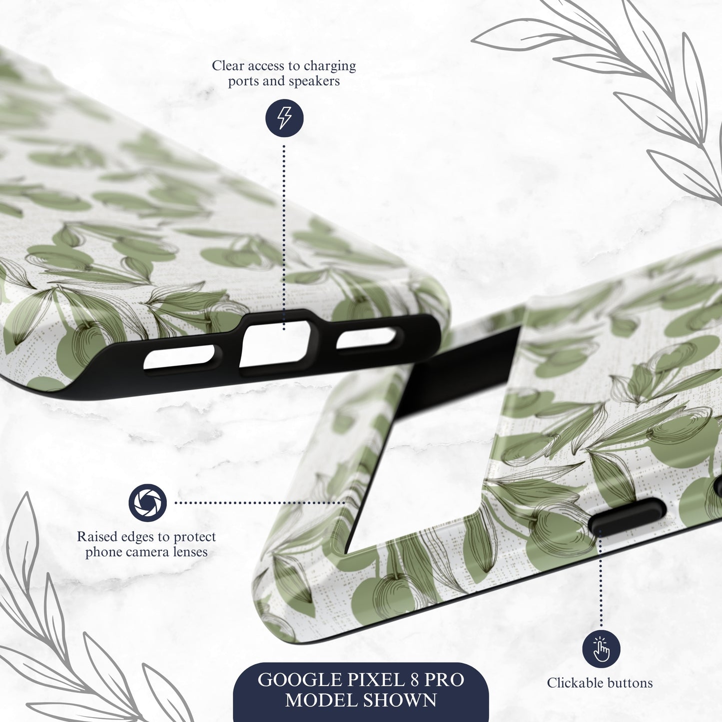 Olive Branch - Google Pixel Case Phone Case-aesthetic phone case-shockproof phone case-cute phone case-designer phone case-elegant phone case-luxury phone case-phone accessories-fashion accessory