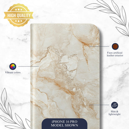 Sandstone - iPhone Flip Case Wallet, Leather Folio Case Phone Case-aesthetic phone case-shockproof phone case-cute phone case-designer phone case-elegant phone case-luxury phone case-phone accessories-fashion accessory