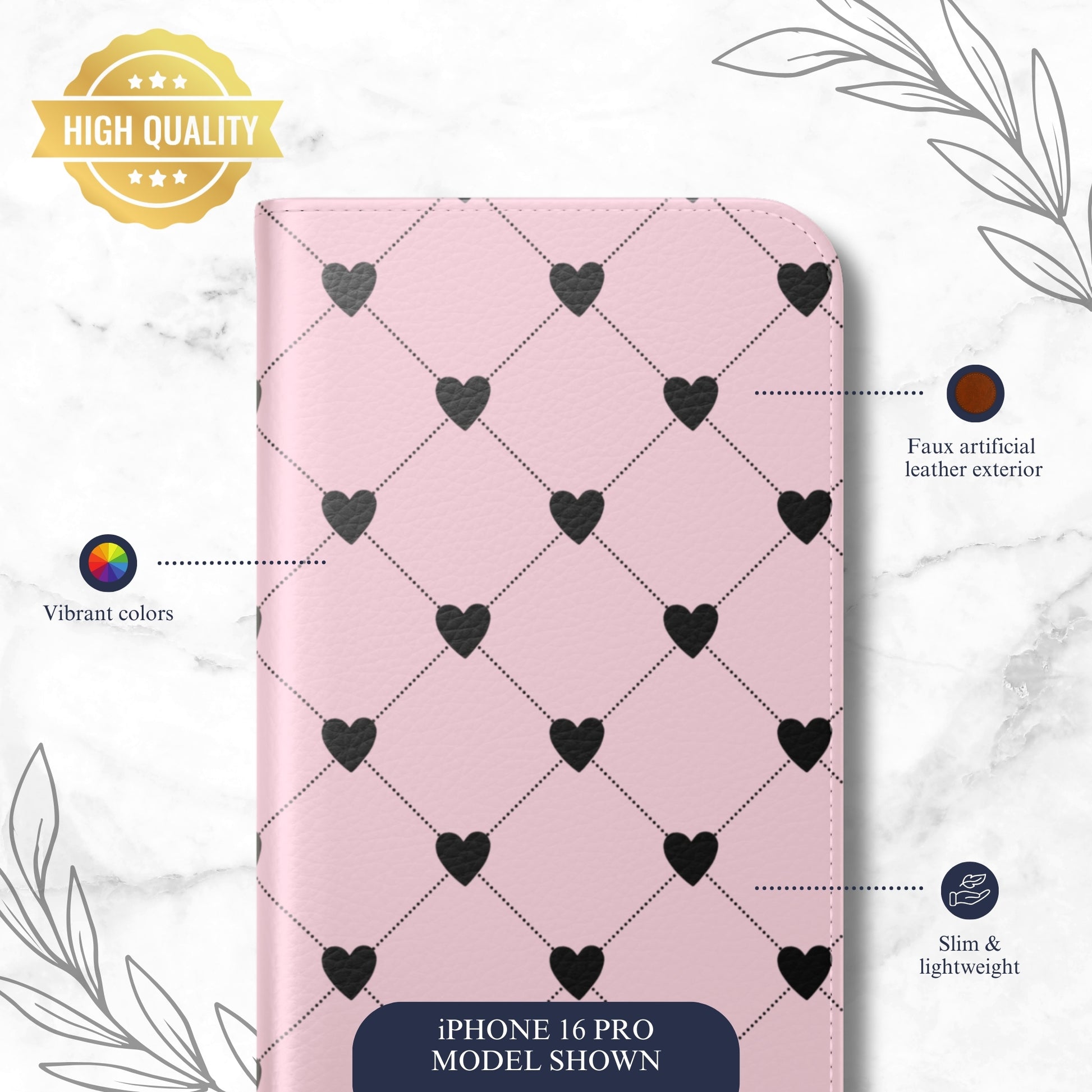 Love Quilt - iPhone Flip Case Wallet, Leather Folio Case Phone Case-aesthetic phone case-shockproof phone case-cute phone case-designer phone case-elegant phone case-luxury phone case-phone accessories-fashion accessory