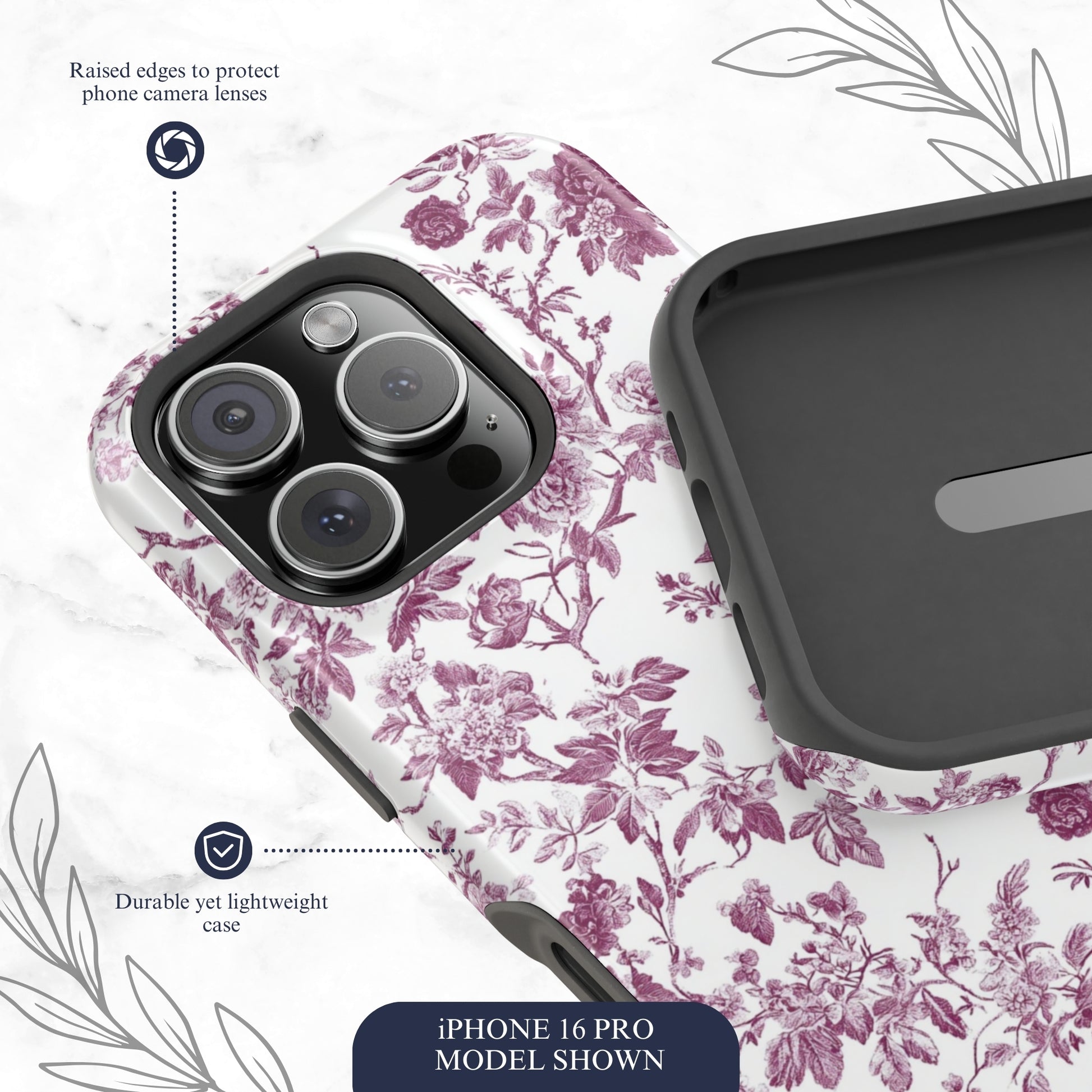Mauve Toile - Magsafe iPhone Case Phone Case-aesthetic phone case-shockproof phone case-cute phone case-designer phone case-elegant phone case-luxury phone case-phone accessories-fashion accessory