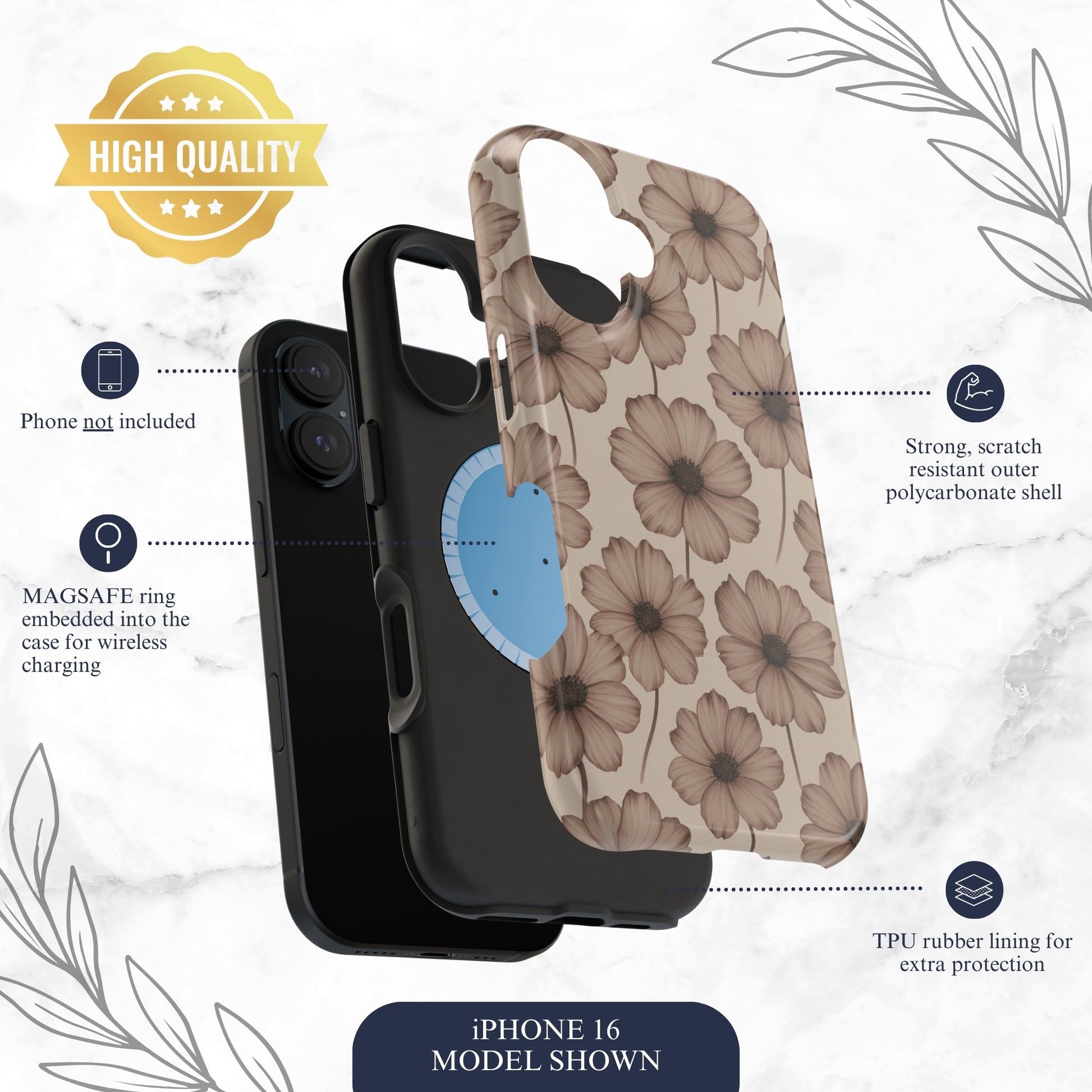 Sepia Bloom - Magsafe iPhone Case Phone Case-aesthetic phone case-shockproof phone case-cute phone case-designer phone case-elegant phone case-luxury phone case-phone accessories-fashion accessory