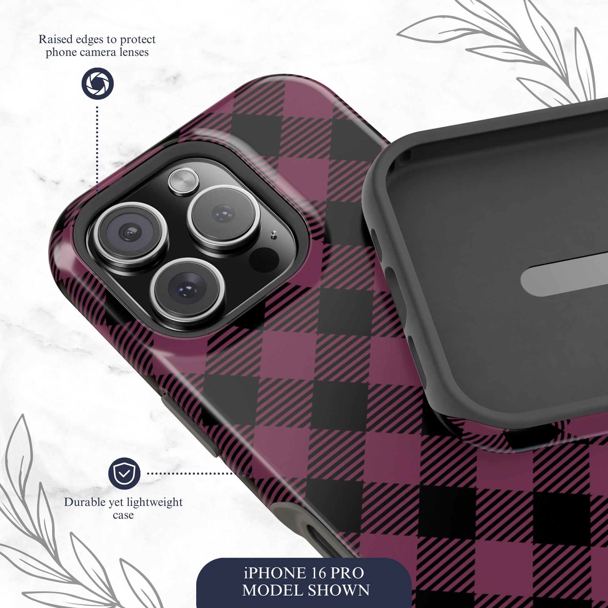 Plum Plaid - Magsafe iPhone Case Phone Case-aesthetic phone case-shockproof phone case-cute phone case-designer phone case-elegant phone case-luxury phone case-phone accessories-fashion accessory