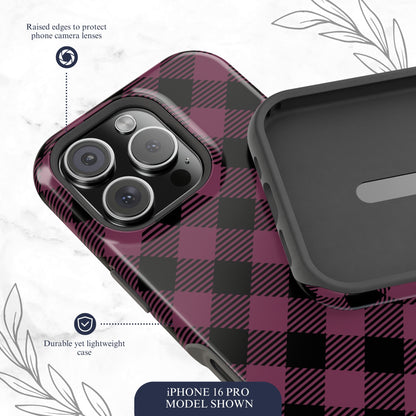 Plum Plaid - Magsafe iPhone Case Phone Case-aesthetic phone case-shockproof phone case-cute phone case-designer phone case-elegant phone case-luxury phone case-phone accessories-fashion accessory
