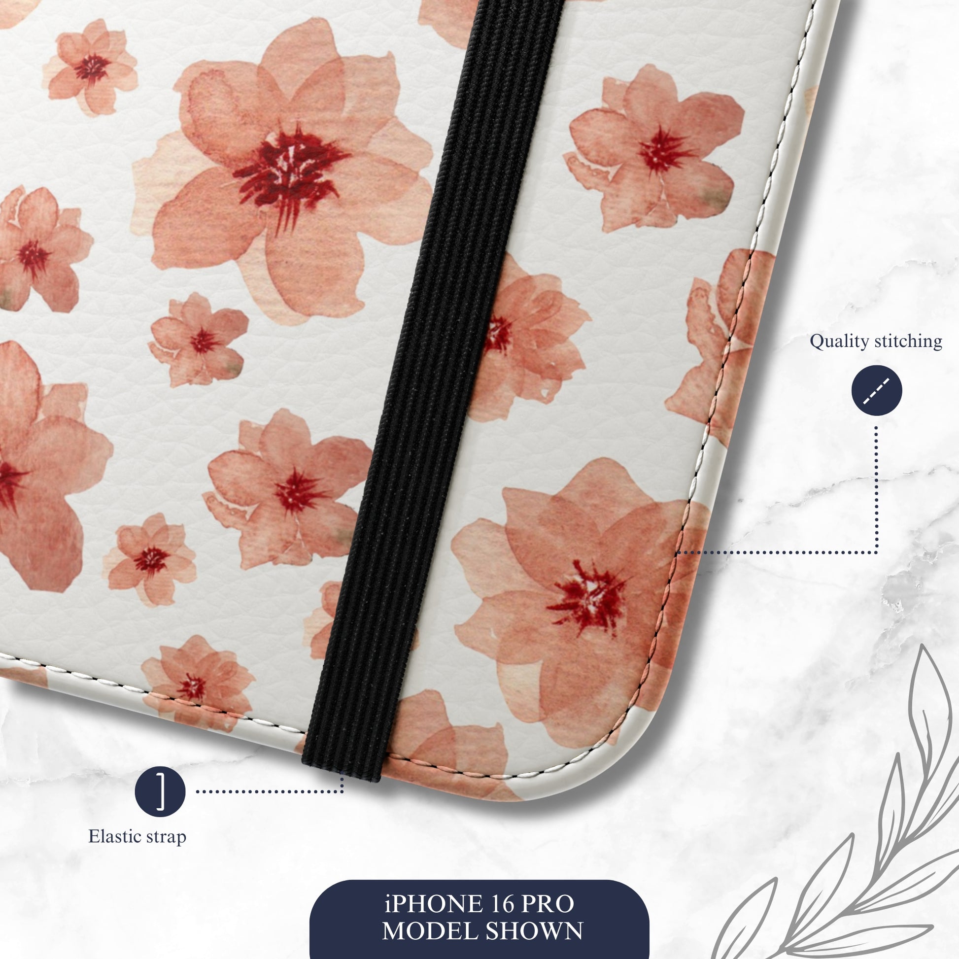 Rosewater - iPhone Flip Case Wallet, Leather Folio Case Phone Case-aesthetic phone case-shockproof phone case-cute phone case-designer phone case-elegant phone case-luxury phone case-phone accessories-fashion accessory