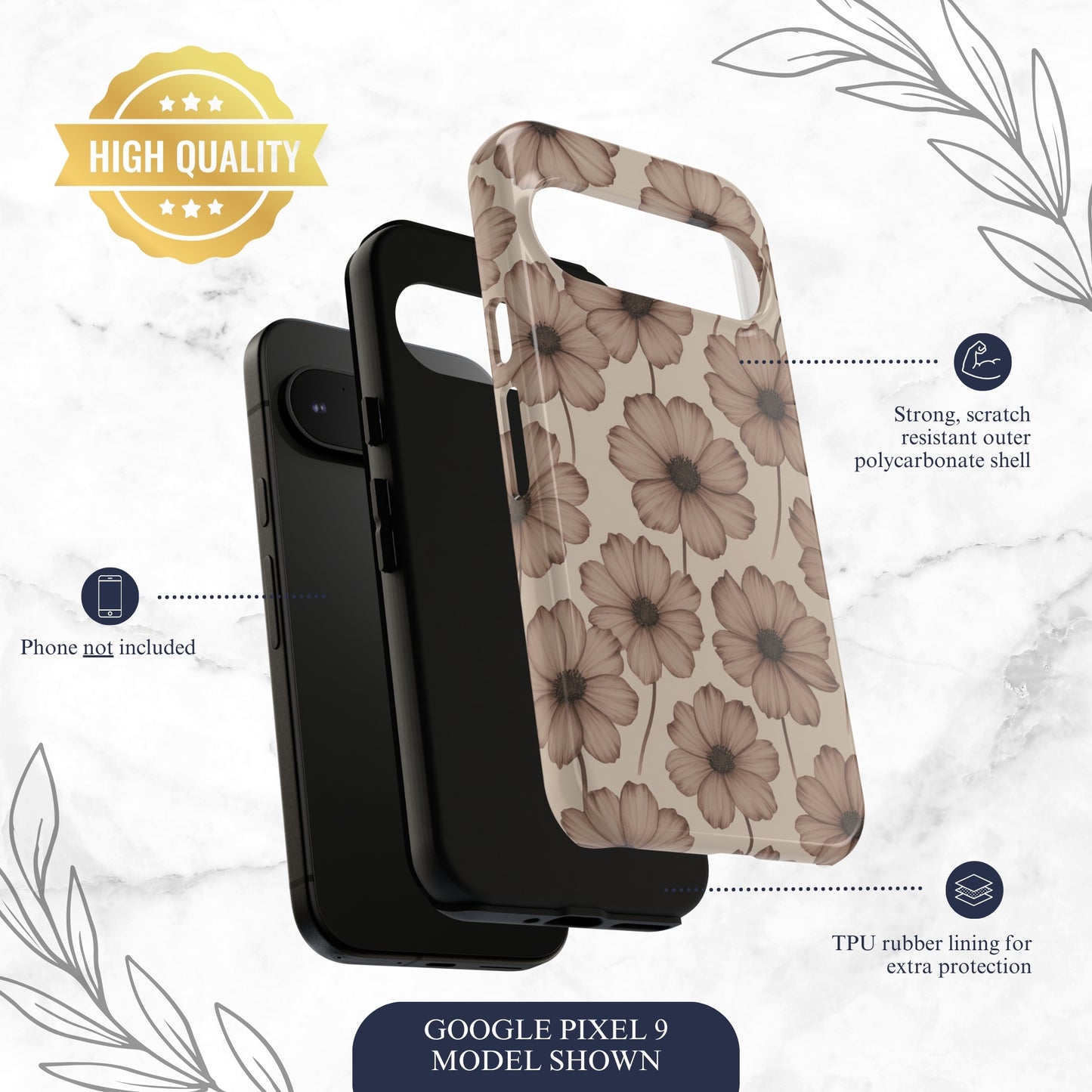 Sepia Bloom - Google Pixel Case Phone Case-aesthetic phone case-shockproof phone case-cute phone case-designer phone case-elegant phone case-luxury phone case-phone accessories-fashion accessory