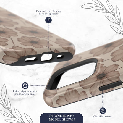 Sepia Bloom - Magsafe iPhone Case Phone Case-aesthetic phone case-shockproof phone case-cute phone case-designer phone case-elegant phone case-luxury phone case-phone accessories-fashion accessory