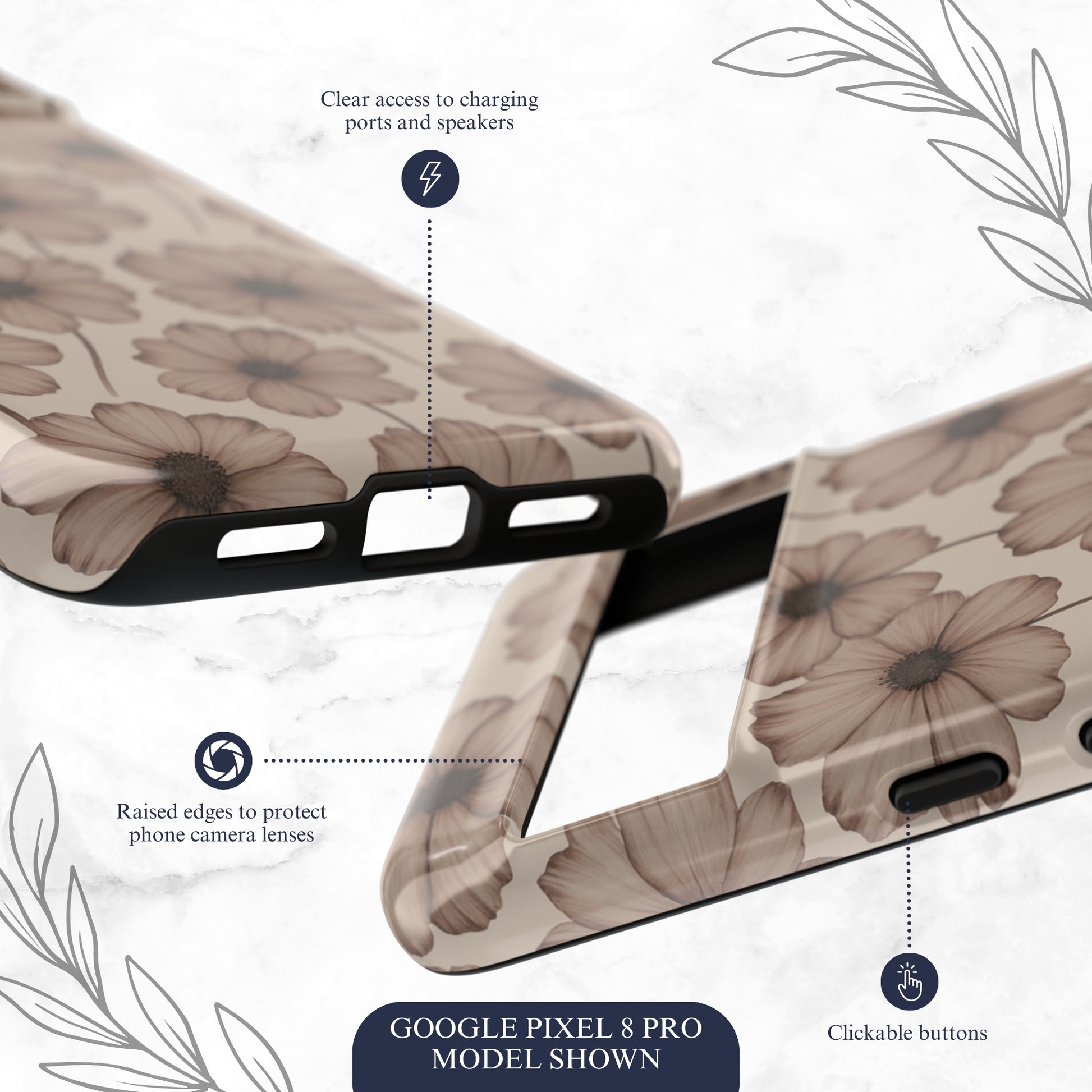 Sepia Bloom - Google Pixel Case Phone Case-aesthetic phone case-shockproof phone case-cute phone case-designer phone case-elegant phone case-luxury phone case-phone accessories-fashion accessory