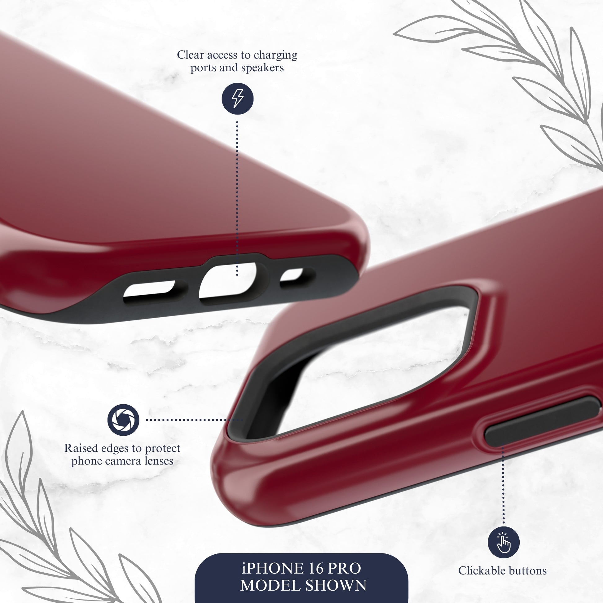 Burgundy - Magsafe iPhone Case Phone Case-aesthetic phone case-shockproof phone case-cute phone case-designer phone case-elegant phone case-luxury phone case-phone accessories-fashion accessory