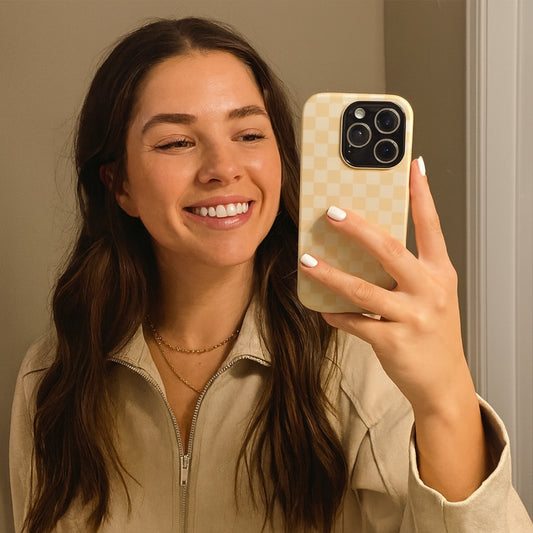 Tan Check - iPhone Flip Case Wallet, Leather Folio Case Phone Case-aesthetic phone case-shockproof phone case-cute phone case-designer phone case-elegant phone case-luxury phone case-phone accessories-fashion accessory