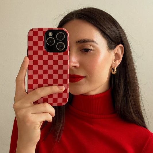 Crimson Check - Google Pixel Case Phone Case-aesthetic phone case-shockproof phone case-cute phone case-designer phone case-elegant phone case-luxury phone case-phone accessories-fashion accessory