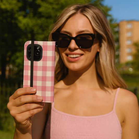 Pretty Pink - iPhone Flip Case Wallet, Leather Folio Case Phone Case-aesthetic phone case-shockproof phone case-cute phone case-designer phone case-elegant phone case-luxury phone case-phone accessories-fashion accessory