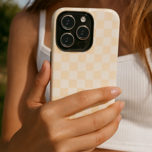 Tan Check - iPhone Flip Case Wallet, Leather Folio Case Phone Case-aesthetic phone case-shockproof phone case-cute phone case-designer phone case-elegant phone case-luxury phone case-phone accessories-fashion accessory