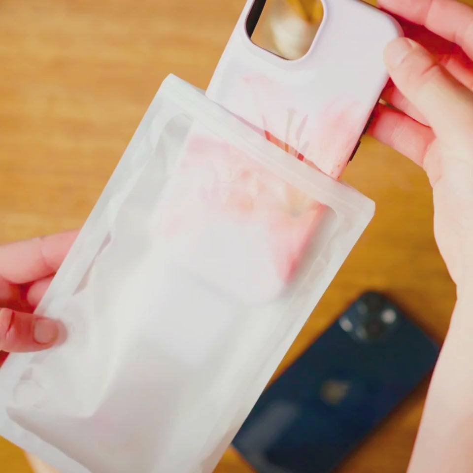 unboxing video of a pink floral iphone case